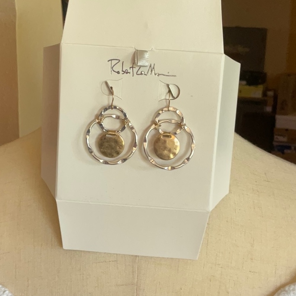 Robert Lee Morris Two Tone (Silver/Gold) Circle Earrings, NWT
